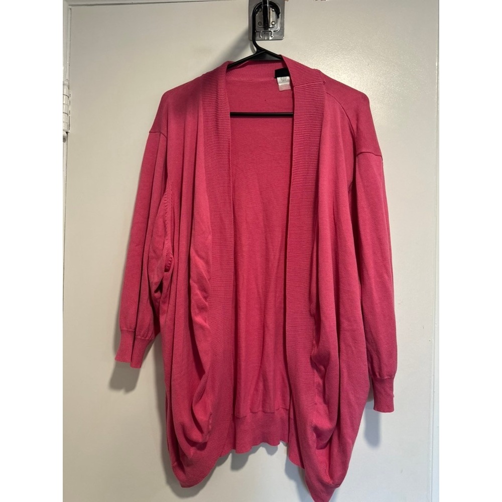 Salon Studio Barbiecore Draped Cocoon Cardigan Sz:4X Pink Open Front Knit Cotton